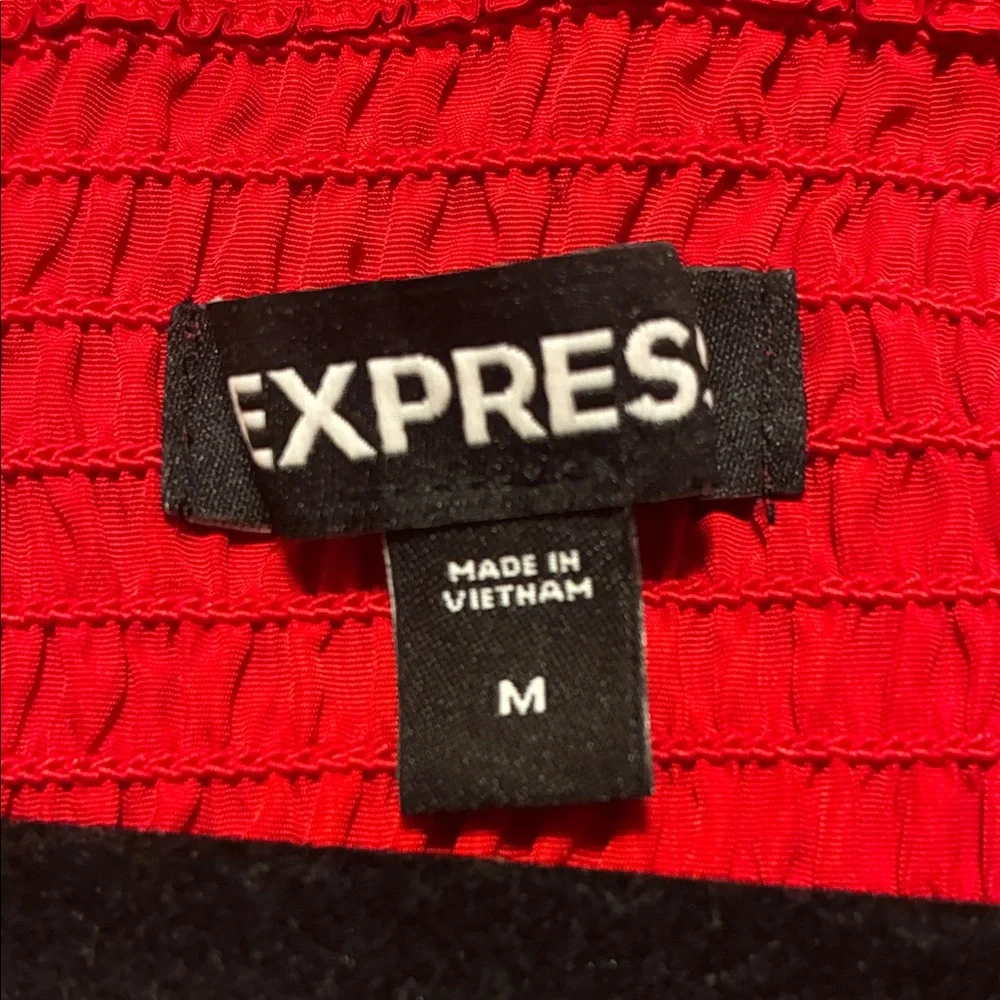 Express Bold Red Tie-Front Blouse - Picture 4 of 4